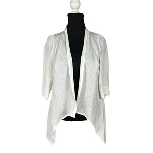 I Linen Size S Open Front Kimono Topper Jacket Lagenlook Ivory Poland